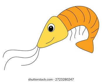 Funny sea shrimp fish vector illustration