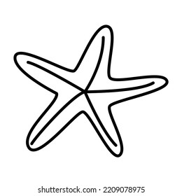 Funny sea star in hand drawn doodle syule. Cute underwater animal. Vector illustration.