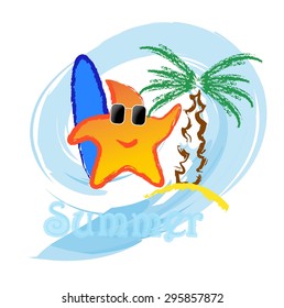 Funny sea stars with text