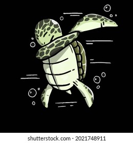 funny sea turtle dabbing pet dab dance hoodie design vector illustration for use in design and print wall art poster canvas