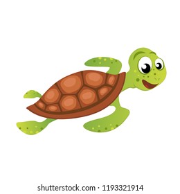 Funny Sea Turtle Vector Illustration
