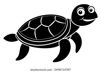 Funny Sea Turtle Vector Illustration, Cartoons, Clipart, and Line Art Design, Funny sea turtle vector, cartoon, clipart, and line art design on white background.