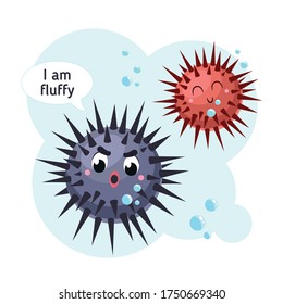 Funny sea urchins for print. Vector illustration.