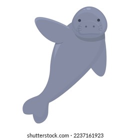 Funny seacow icon cartoon vector. Ocean dugong. Wild mammal