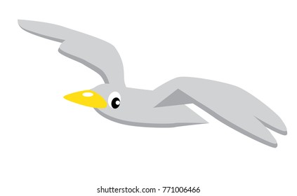 Funny seagull in fly