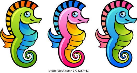 Funny seahorse on a white background