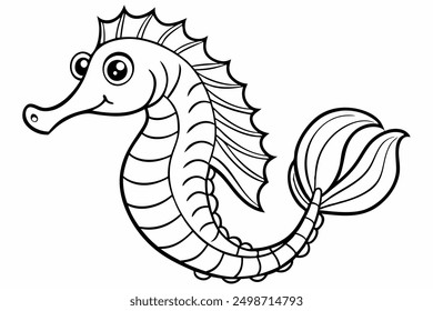 Funny Seahorse Vector Illustration on White Background Cartoons, Clipart, Line Art Design, Funny seahorse vector art on white background, ideal for cartoons, clipart, and line art designs