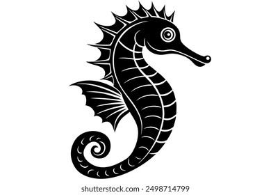 Funny Seahorse Vector Illustration on White Background Cartoons, Clipart, Line Art Design, Funny seahorse vector art on white background, ideal for cartoons, clipart, and line art designs