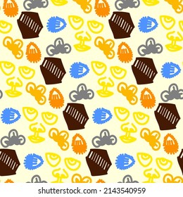 Funny seamless abstract pattern with cute elements