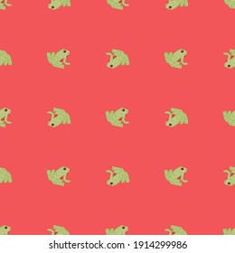 Funny patrón de bebé sin costura con ranas verdes marinas de impresión brillante. Fondo rosa. Diseño creativo. Impresión vectorial plana para textiles, tela, giftwrap, papel pintado. Ilustración sin fin.