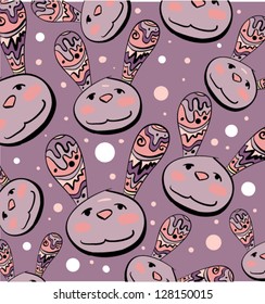 Funny Seamless Background with Bunnies