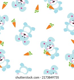 Funny funny seamless background with rabbits and carrots