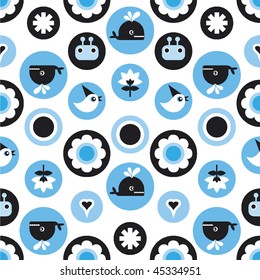 Funny seamless boy background pattern in vector