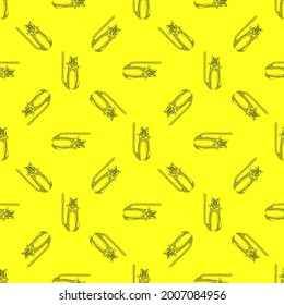 Funny seamless childish pattern with tigers. Year of the tiger background. Yellow cat. Simple drawing of a tabby cat. Fabric and textile design.Vector illustration.