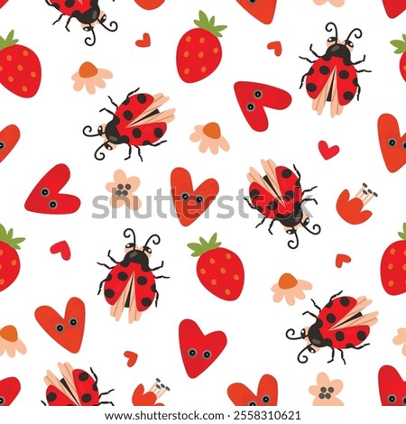 Similar – Image, Stock Photo Small ladybug on the move, Tanacetum vulgare