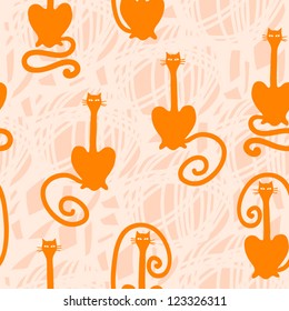 funny seamless pattern with cartoon nice cats