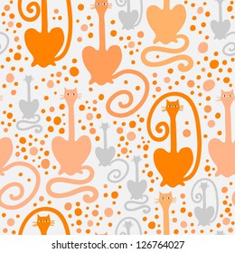 funny seamless pattern with cartoon nice cats
