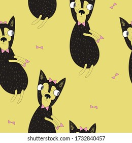 Funny seamless pattern with Chihuahua
