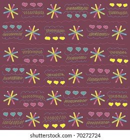 funny seamless pattern with color pencils
