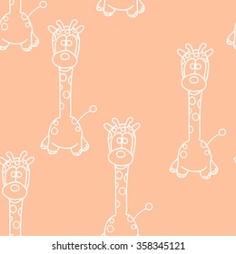 Funny Seamless pattern with giraffe. Baby giraffe vector pattern. Cartoon vector seamless wallpaper