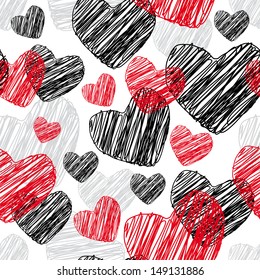 Funny seamless pattern with hearts Vector