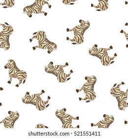 Funny seamless pattern made of cartoon zebras.