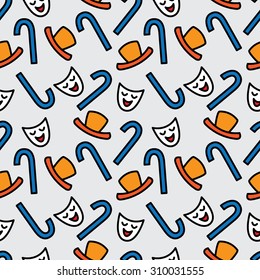 funny seamless pattern with  mask and hat