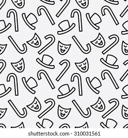 funny seamless pattern with  mask and hat