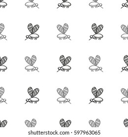 Funny seamless pattern with mosquitoes in the style of doodle.
