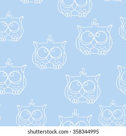 Funny Seamless pattern with owls. Baby owls vector pattern