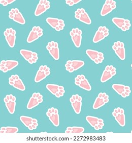 funny seamless pattern with rabbit paws - vector illustration