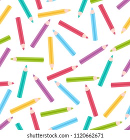 Funny seamless pattern with school supplies and creative elements. Back to school background.