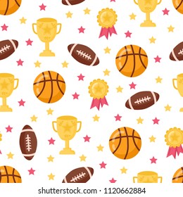 Funny seamless pattern with school supplies and creative elements. Back to school background.