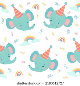 funny seamless patterns for babies. funny animals in cartoon style for birthday decoration. vector illustration
