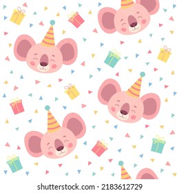 lustige nahtlose Muster für Babys. lustige Tiere im Cartoon-Stil zum Geburtstag Dekoration. Vektorgrafik