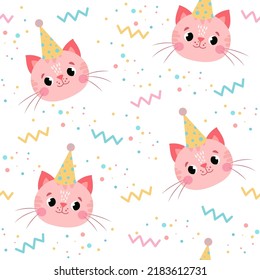 funny seamless patterns for babies. funny animals in cartoon style for birthday decoration. vector illustration