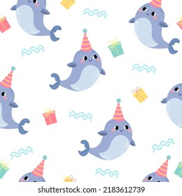 funny seamless patterns for babies. funny animals in cartoon style for birthday decoration. vector illustration