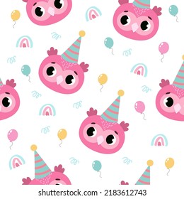 lustige nahtlose Muster für Babys. lustige Tiere im Cartoon-Stil zum Geburtstag Dekoration. Vektorgrafik