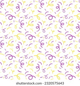 Funny seamless repeating confetti pattern. Great for a birthday party, an invitation to celebrate an event or decor. Surface pattern design. Printing holiday packaging on textiles and paper