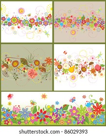 Funny seamless seasonal borders