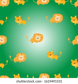 the funny seamless vector animal lion and tiger