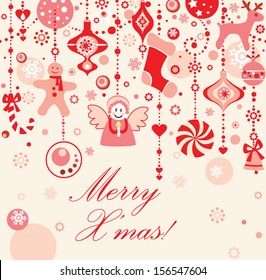 Funny seamless xmas red background
