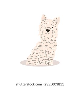Funny and serious lap dog. Dogs collection. Vector illustration of cute breeds dogs in trendy flat style. Isolated on a white background
