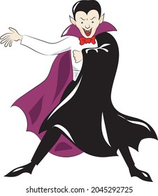 funny and serious vampire dracula with cape