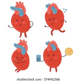 Funny set of cute doodle hearts