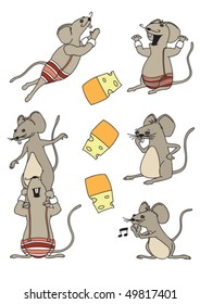 A funny set mice in a cartoon style