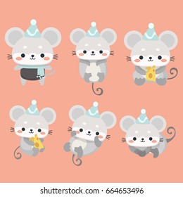 A funny set mice in a cartoon style.