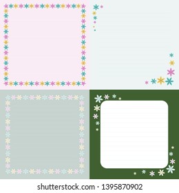 Funny set of paper sheet with flowers