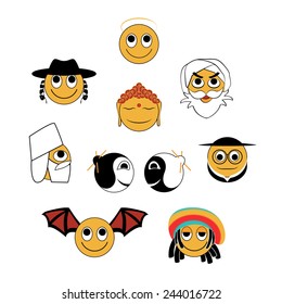 Funny set of smileys. Religious thematic.