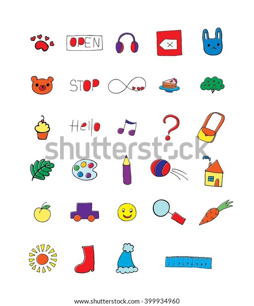 Funny set of social icons. The\
picture is made in bright attractive colors cartoon\
style.